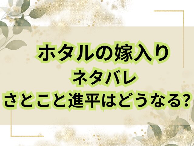 ホタルの嫁入りネタバレ41話最新話！さとこと進平はどうなる？ 